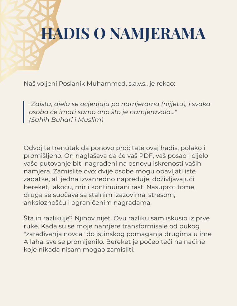 Stranica vodiča — hadis o namjerama