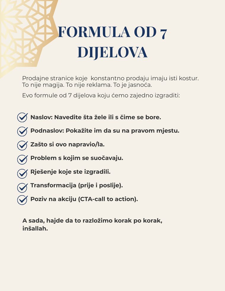 Stranica vodiča — formula prodajne stranice